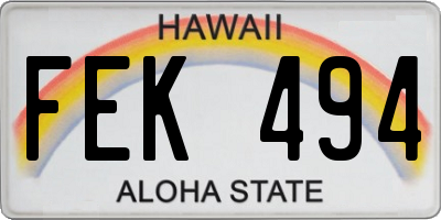 HI license plate FEK494