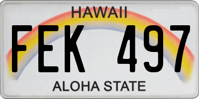 HI license plate FEK497