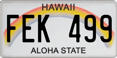 HI license plate FEK499