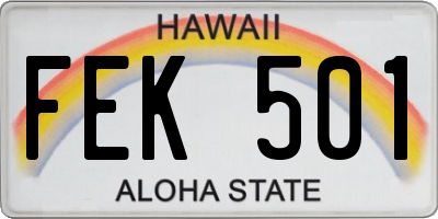 HI license plate FEK501