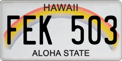 HI license plate FEK503