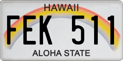 HI license plate FEK511