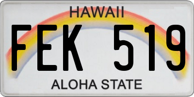 HI license plate FEK519