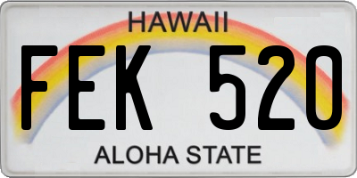 HI license plate FEK520