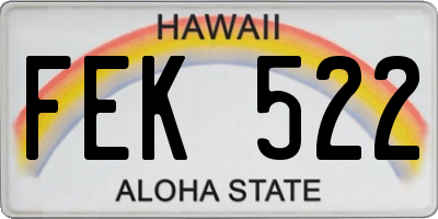 HI license plate FEK522