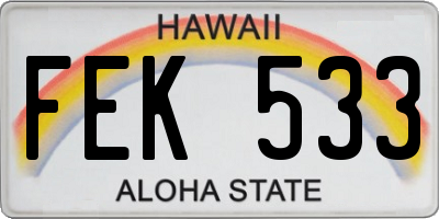 HI license plate FEK533