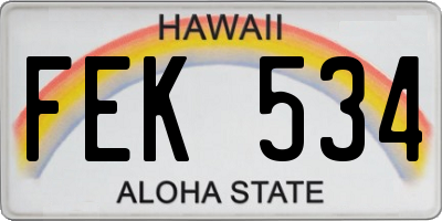 HI license plate FEK534