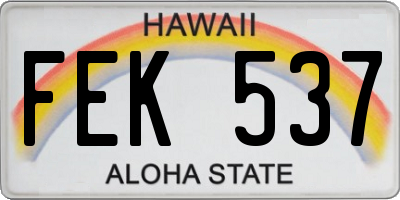 HI license plate FEK537