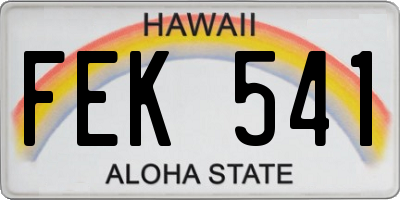 HI license plate FEK541