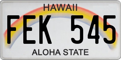 HI license plate FEK545