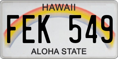 HI license plate FEK549