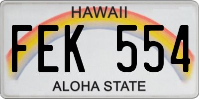 HI license plate FEK554
