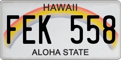 HI license plate FEK558