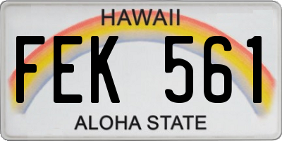 HI license plate FEK561