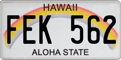 HI license plate FEK562