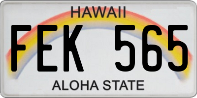 HI license plate FEK565