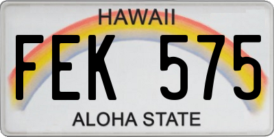 HI license plate FEK575