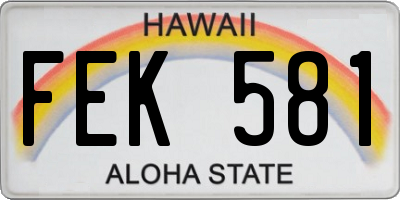 HI license plate FEK581