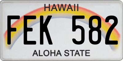 HI license plate FEK582