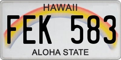 HI license plate FEK583