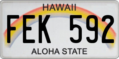 HI license plate FEK592