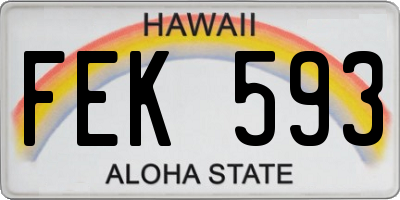 HI license plate FEK593