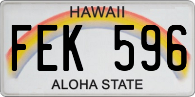 HI license plate FEK596