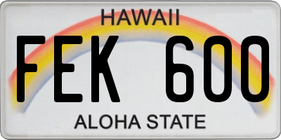 HI license plate FEK600
