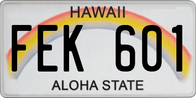 HI license plate FEK601
