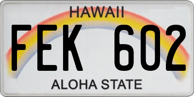 HI license plate FEK602