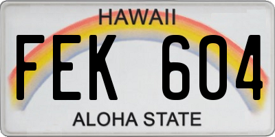 HI license plate FEK604
