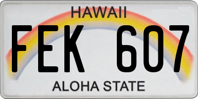 HI license plate FEK607