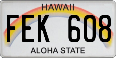 HI license plate FEK608