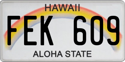 HI license plate FEK609