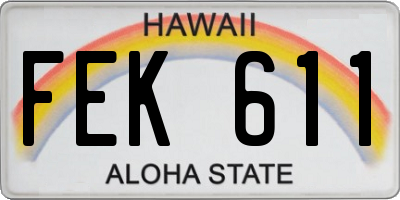 HI license plate FEK611