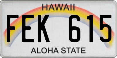 HI license plate FEK615