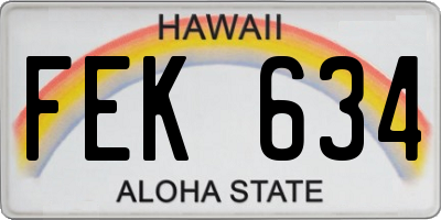 HI license plate FEK634