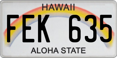 HI license plate FEK635