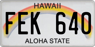 HI license plate FEK640
