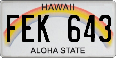 HI license plate FEK643