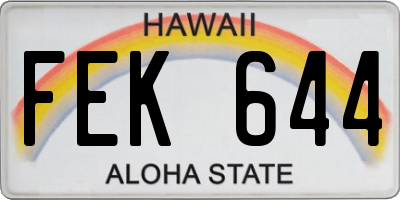 HI license plate FEK644