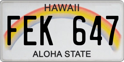 HI license plate FEK647