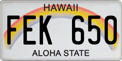 HI license plate FEK650