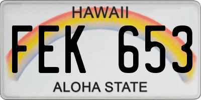 HI license plate FEK653