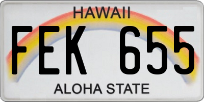 HI license plate FEK655