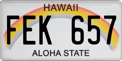 HI license plate FEK657