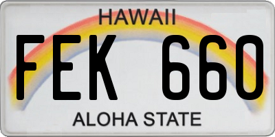 HI license plate FEK660