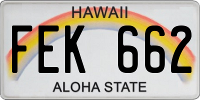 HI license plate FEK662