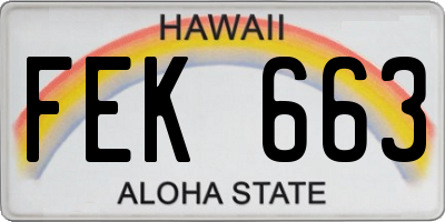 HI license plate FEK663