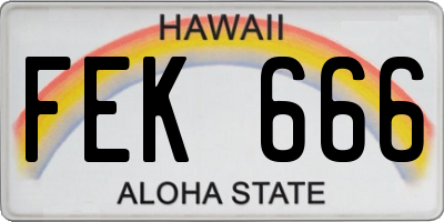 HI license plate FEK666